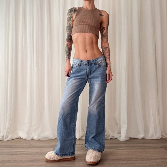 telepati Denim - Low Rise Baggy Jeans Ribbon Bow Detail Wide Leg Jeans Telepatia Size 26